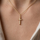 [group: small] Gold 3d tube cross pendant 