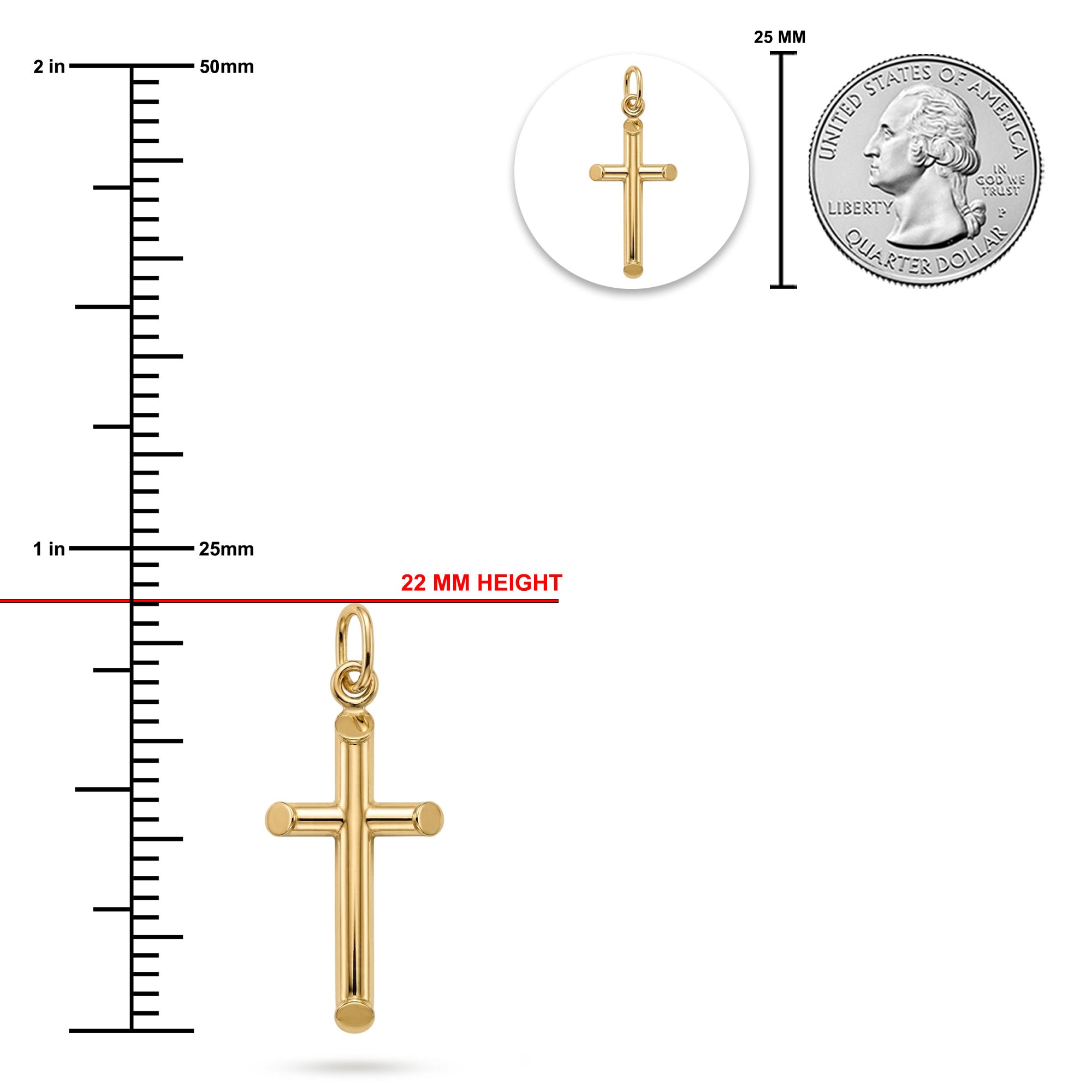[group: small] Gold 3d tube cross pendant 