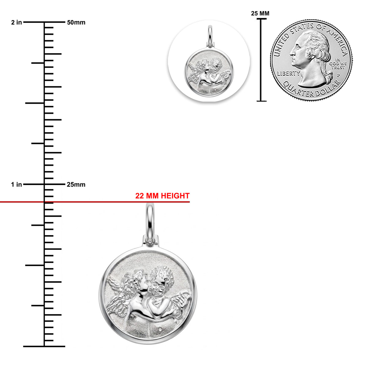 [group: large] silver cherub medallion pendant 