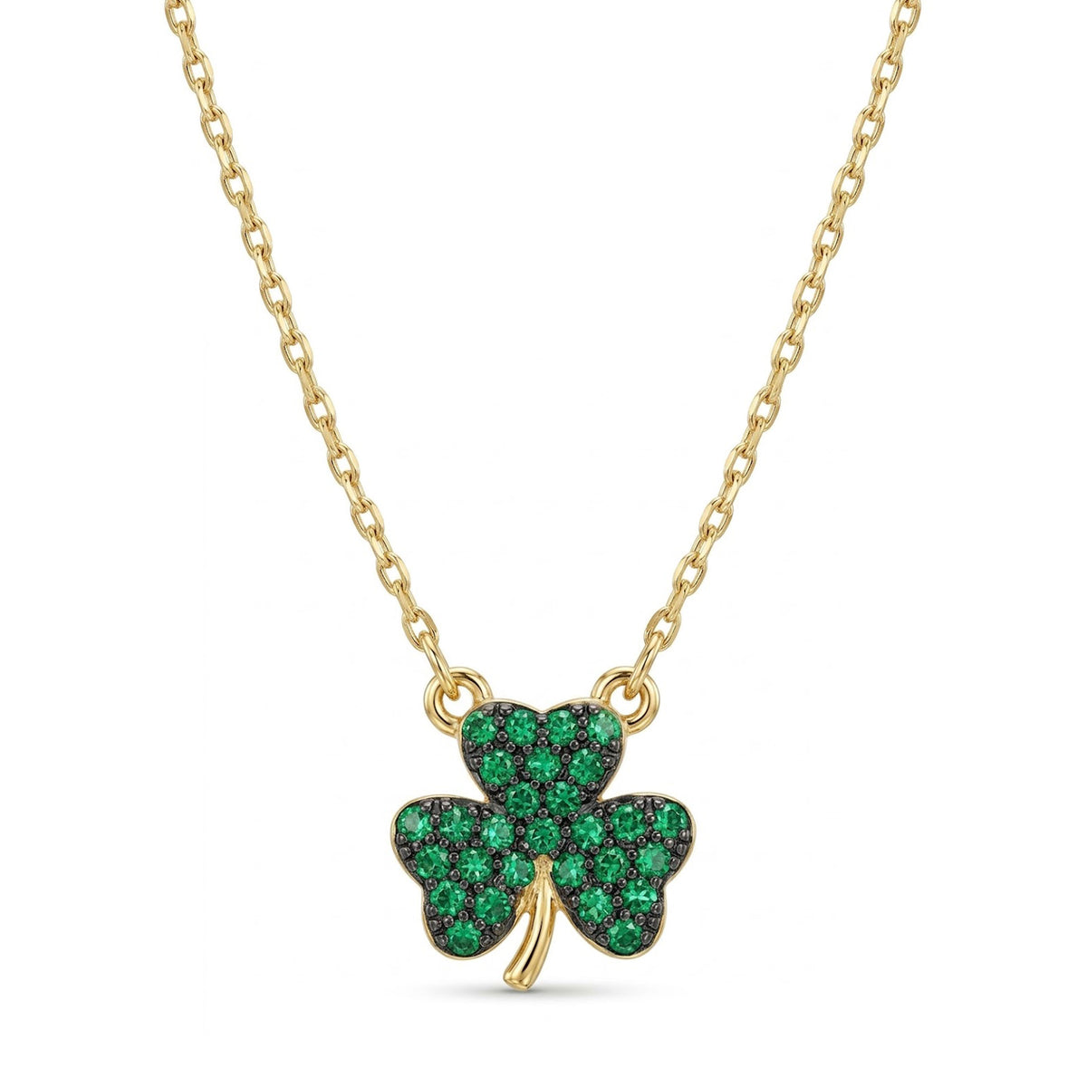 Gold plated four leaf clover necklace with cz stones 