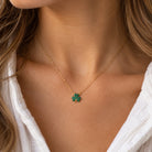 Gold plated four leaf clover necklace with cz stones 
