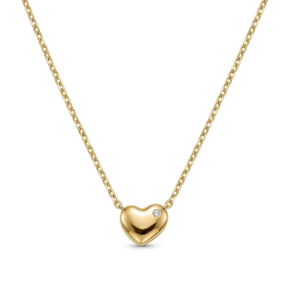 gold heart necklace with cz stones 