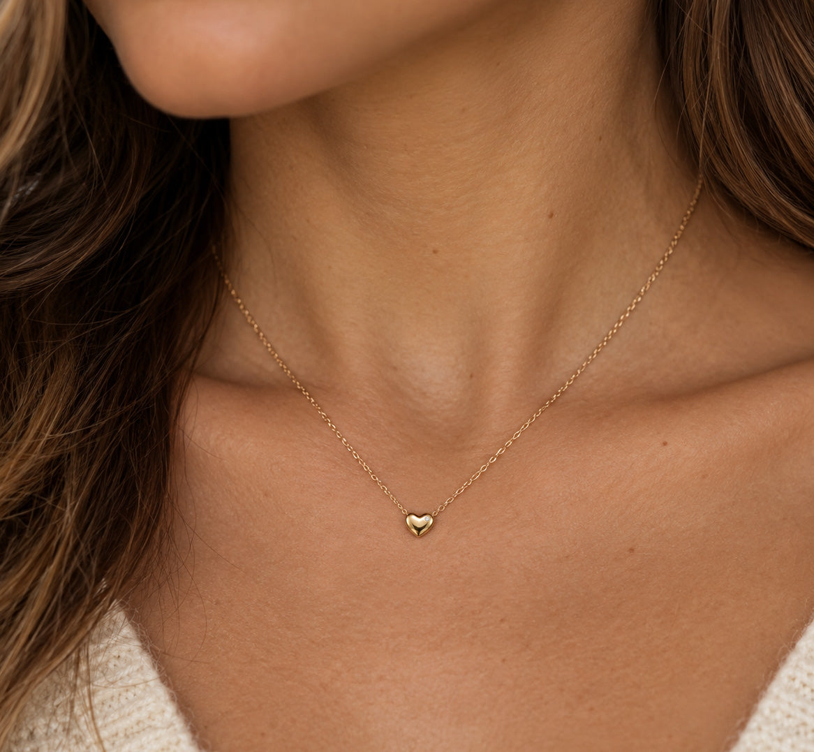 gold heart necklace with cz stones 