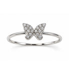 silver butterfly ring with cz stones 