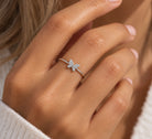 silver butterfly ring with cz stones 