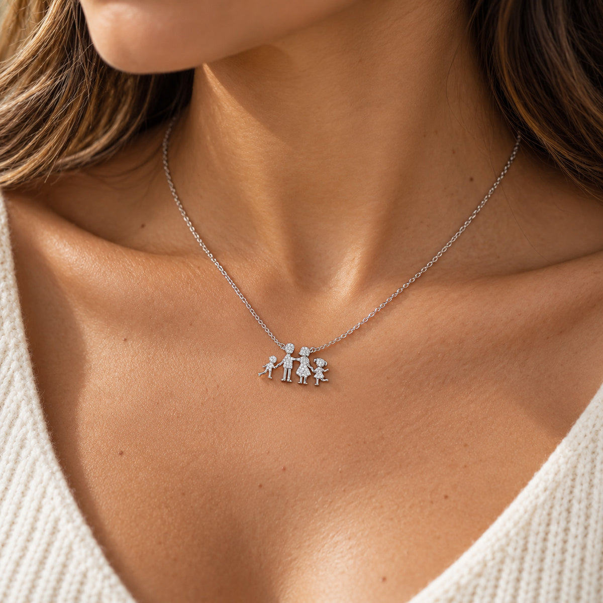 Silver Family Necklace 