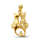 [group: 10k-gold] Gold cat-shaped pendant on a white background