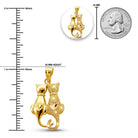 [group: 10k-gold] Gold cat-shaped pendant on a white background