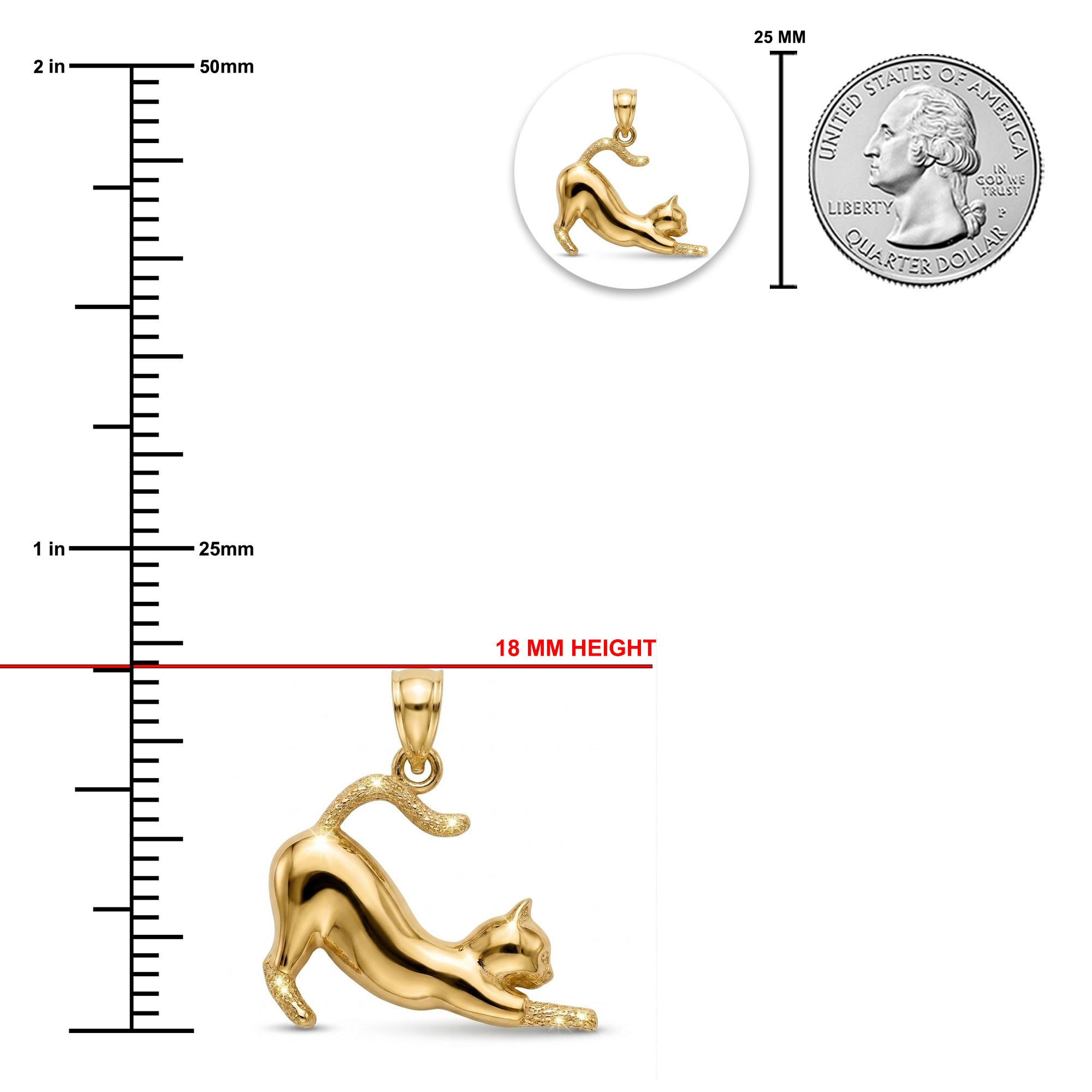 gold cat pendant made in 10 karat yellow gold 