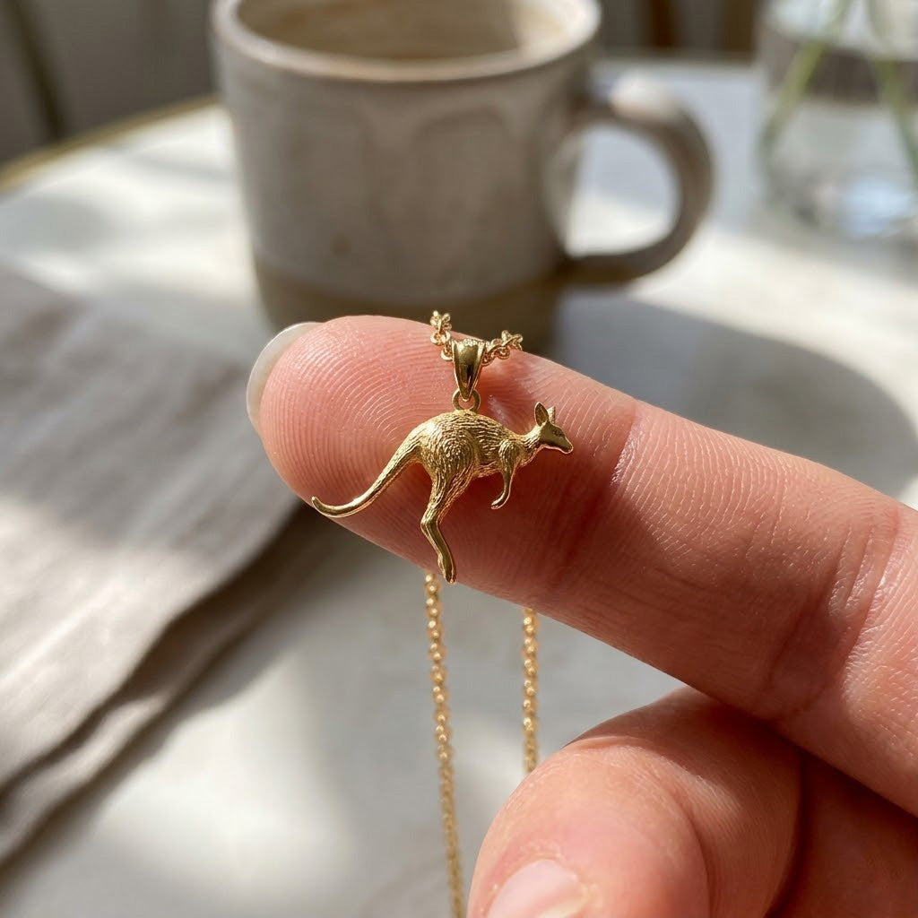 [group: gold-plated] Gold kangaroo pendant on a chain 