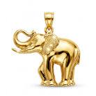 Gold elephant pendant on a white background
