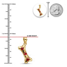Gold pendant with red accents on a white background with measurement details.