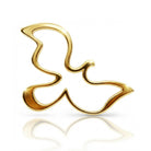 Gold dove-shaped earring on a white background