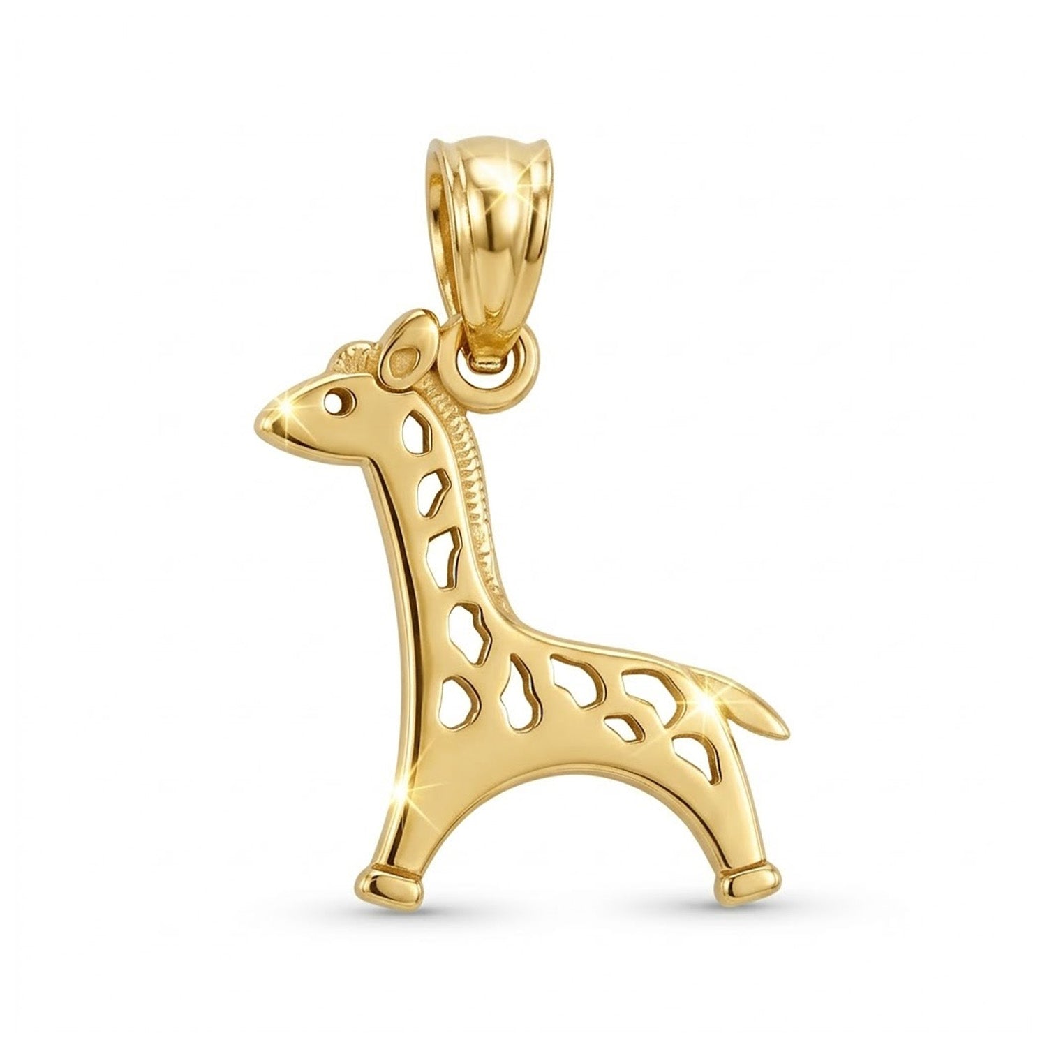 Gold giraffe pendant on a white background