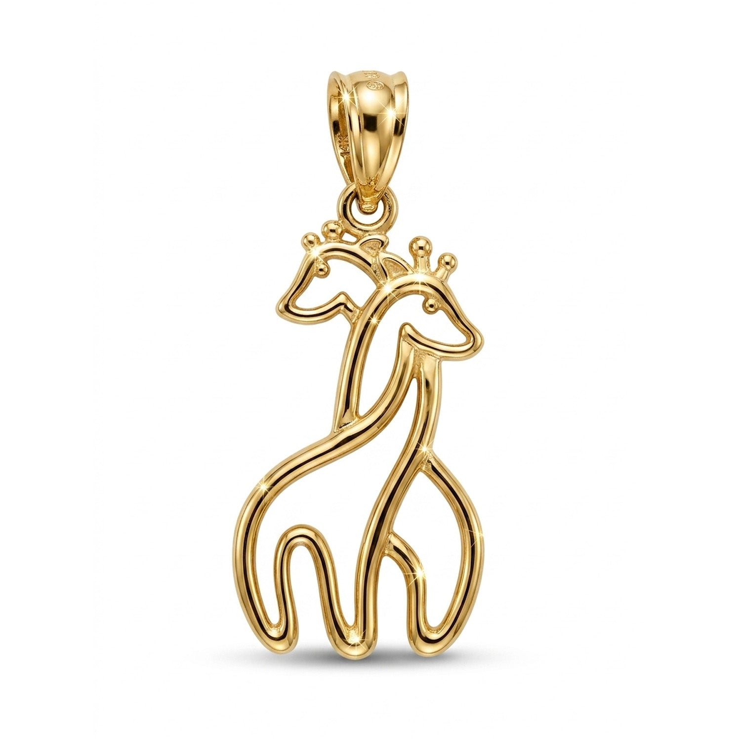 Gold giraffe pendant on a white background