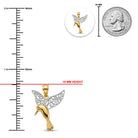 gold hummingbird pendant with measurements 