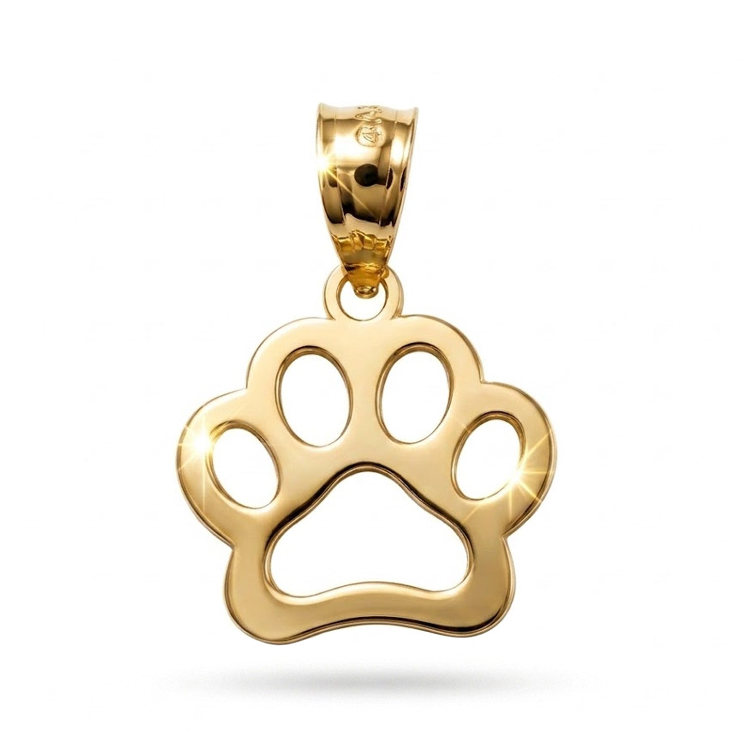 [group: small] Gold paw print pendant on a white background