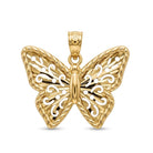 3d gold butterfly pendant with diamond cut features 