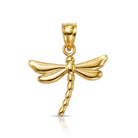 Gold dragonfly pendant on a white background
