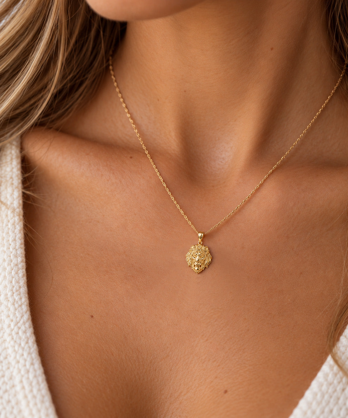 [group: small] Gold Lion's Head Pendant