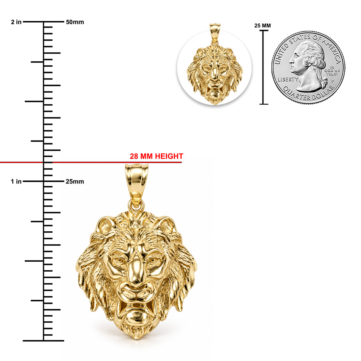 [group: small] Gold Lion's Head Pendant