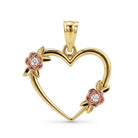 gold heart pendant with floral design 