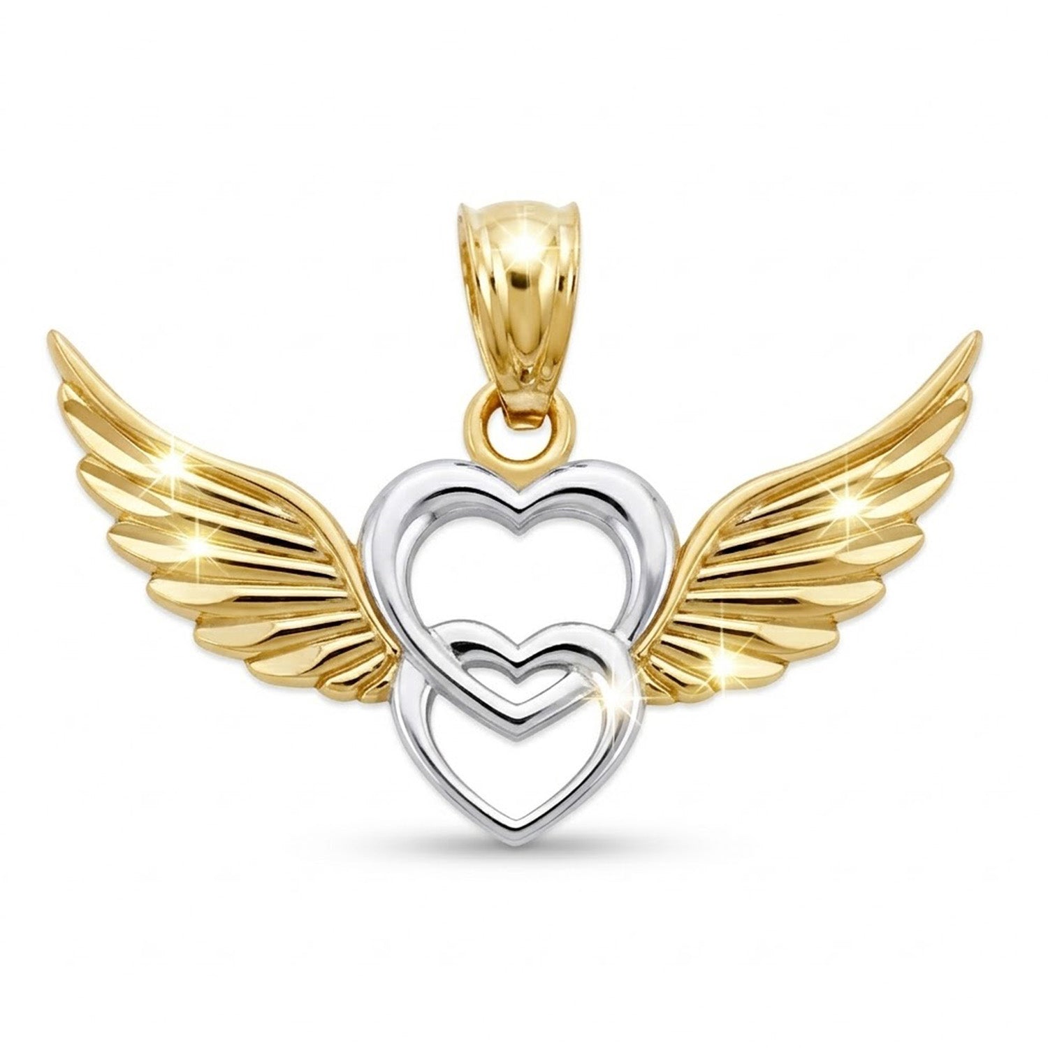 gold heart angel winged pendant 