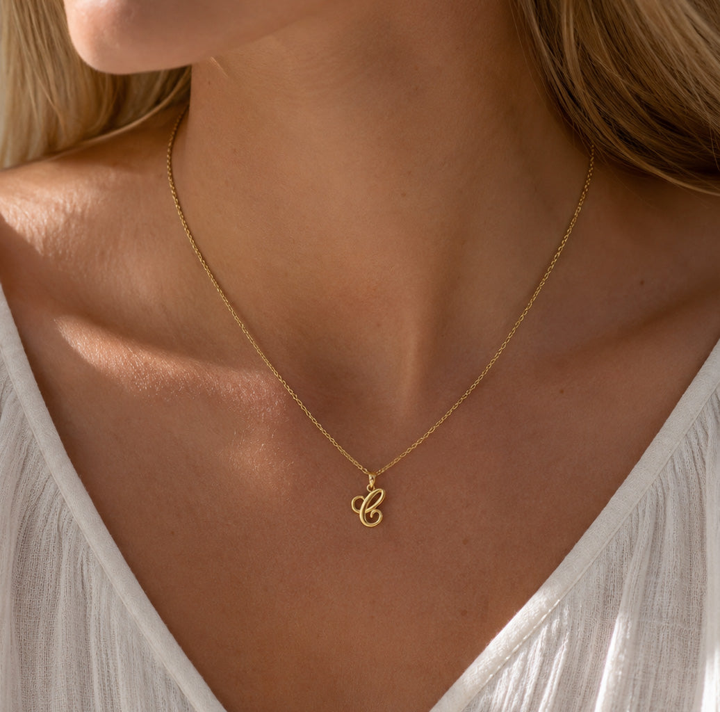 [group:c-10k-gold] Initial C Gold Pendant 