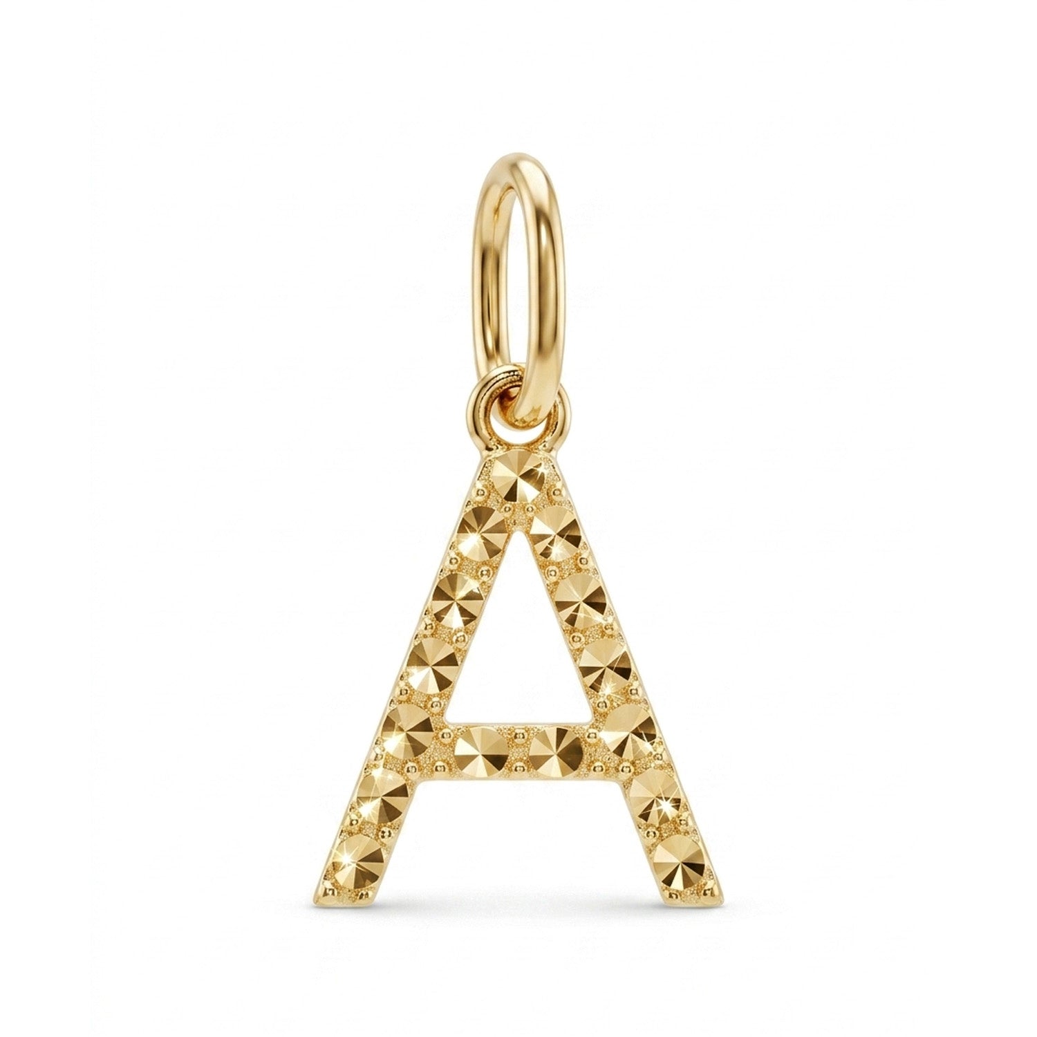 [group:a-10k-gold] Initial A Gold Pendant Front View