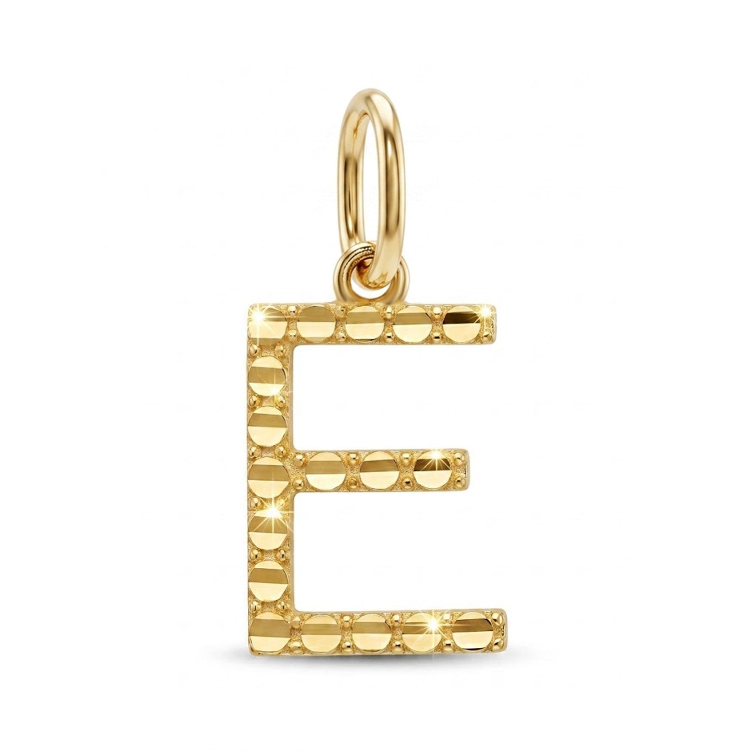 [group:e-10k-gold] Initial E Gold Pendant Front View