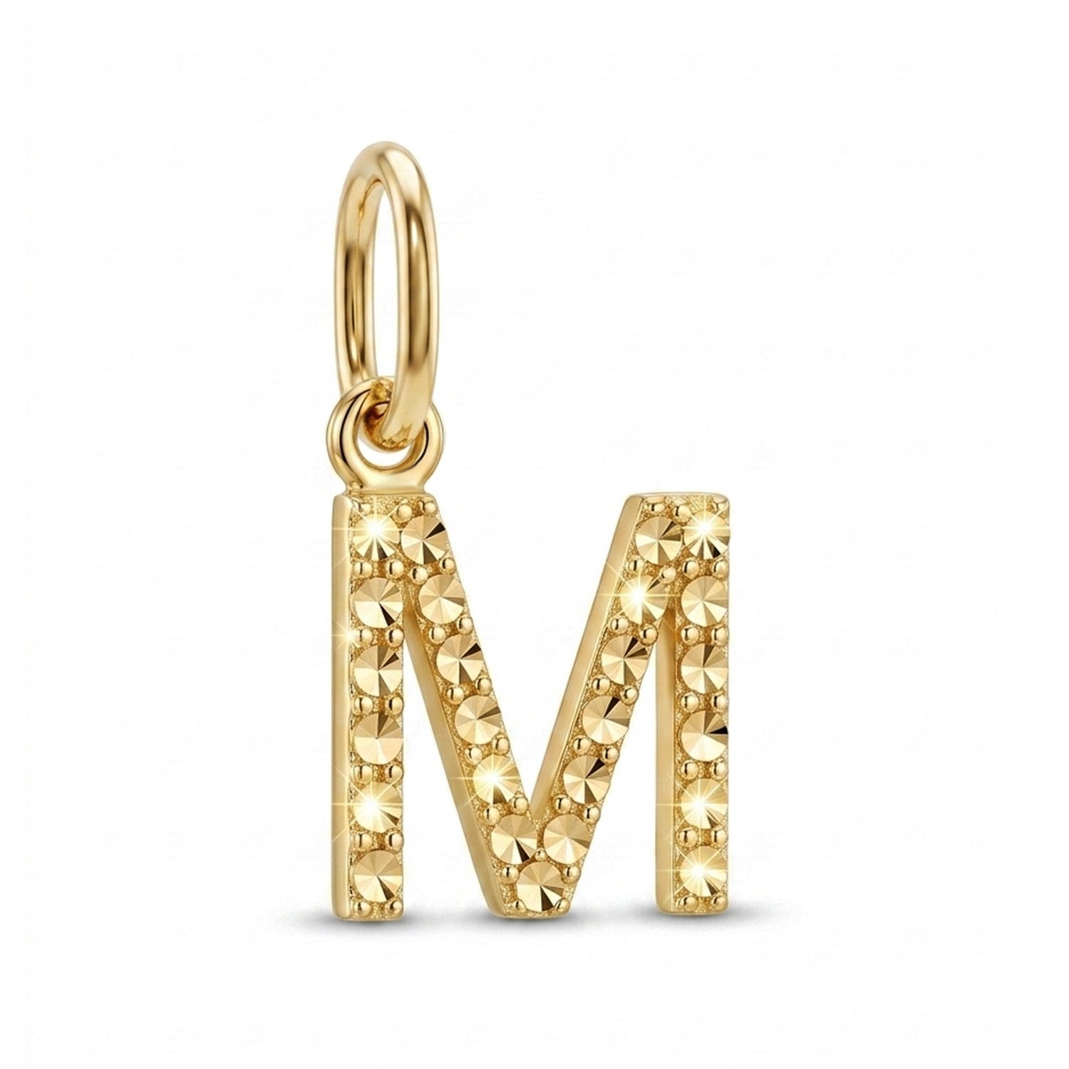 [group:m-10k-gold] Initial M Gold Pendant Front View