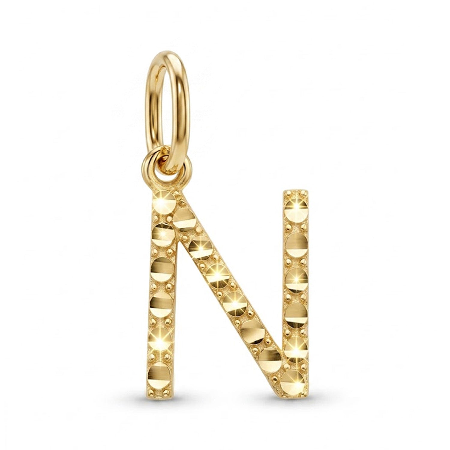 [group:n-10k-gold] Initial N Gold Pendant Front View