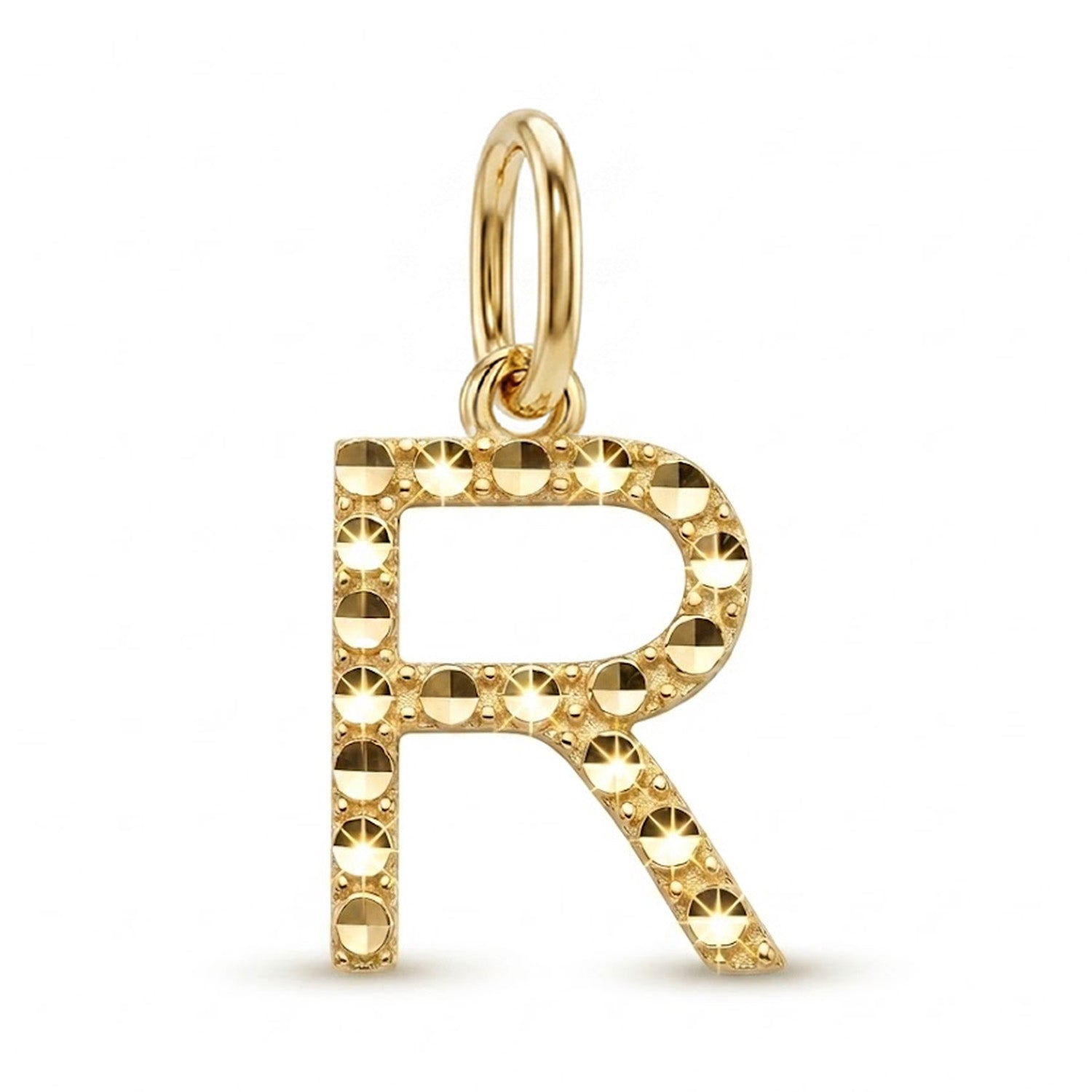 [group:r-10k-gold] Initial R Gold Pendant Front View