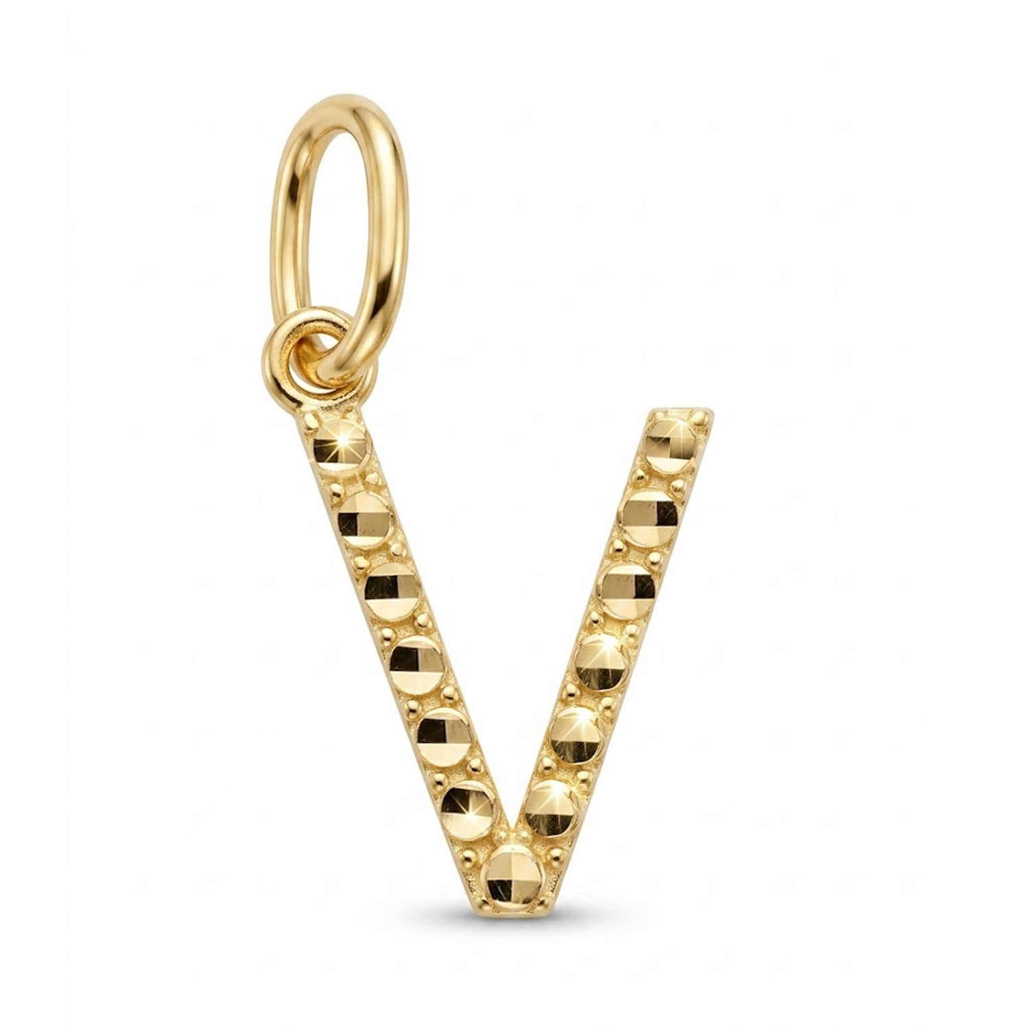 [group:v-10k-gold] Initial V Gold Pendant Front View