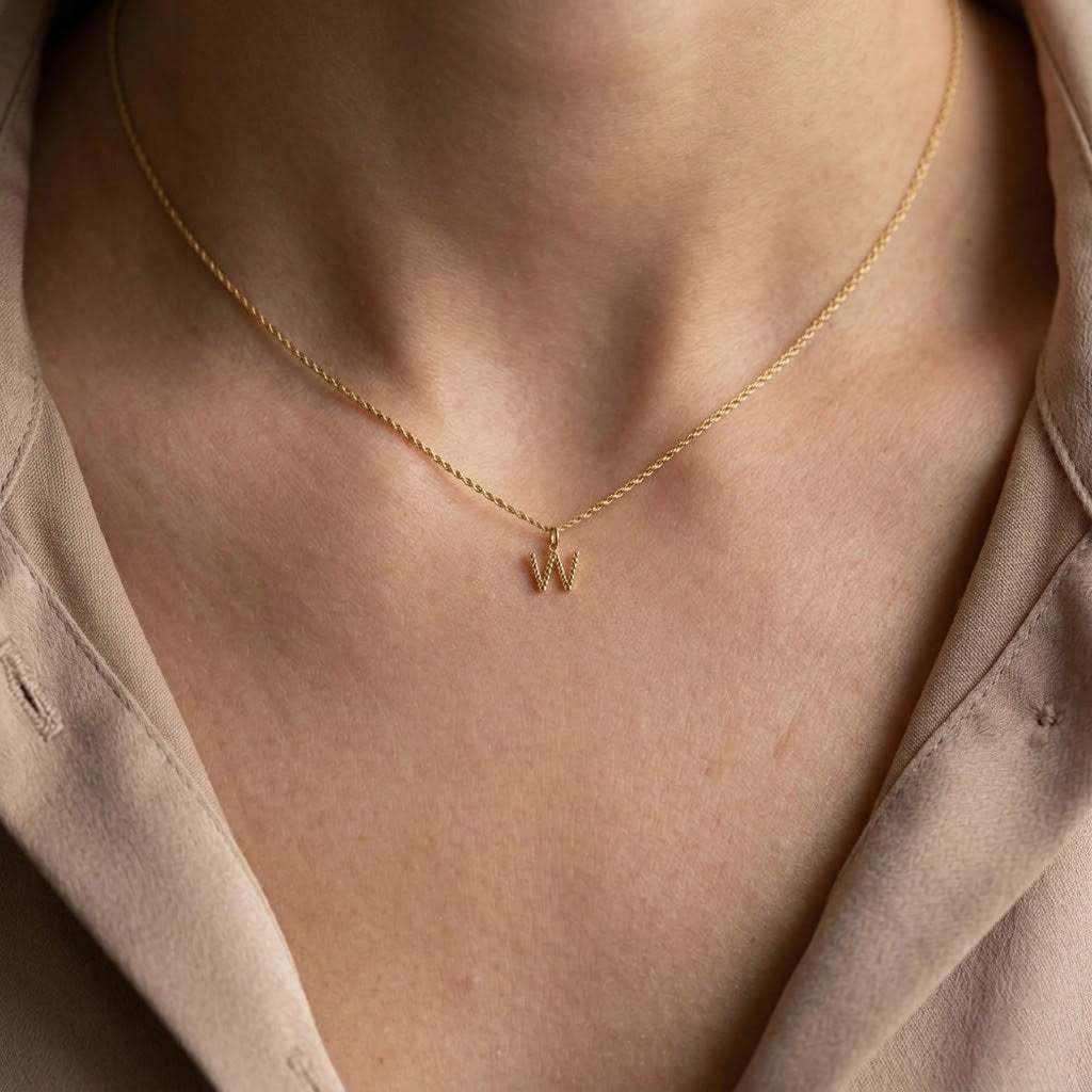 [group:w-10k-gold] Initial Pendant 
