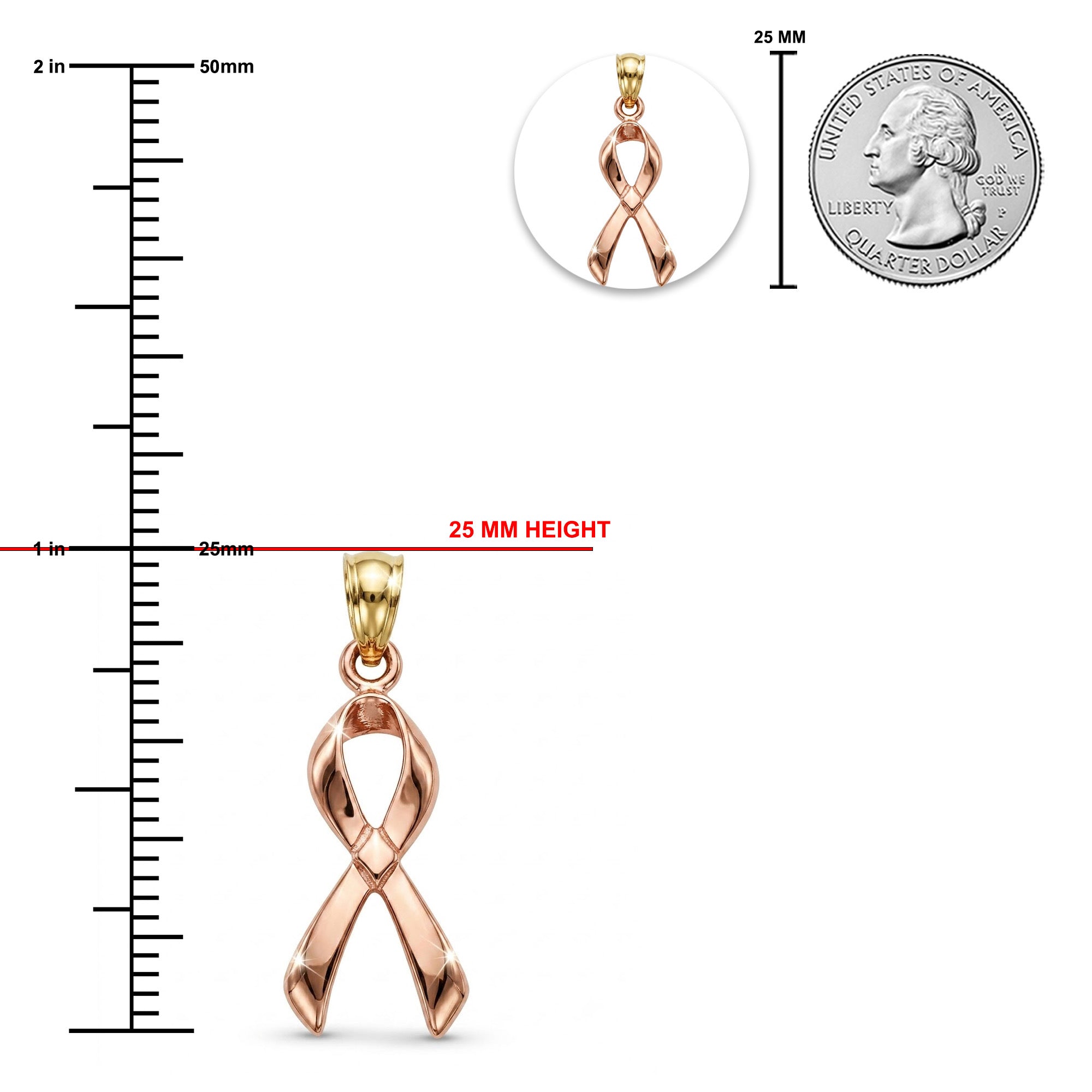 [group:rose-gold] Rose Gold Awareness Ribbon Pendant 