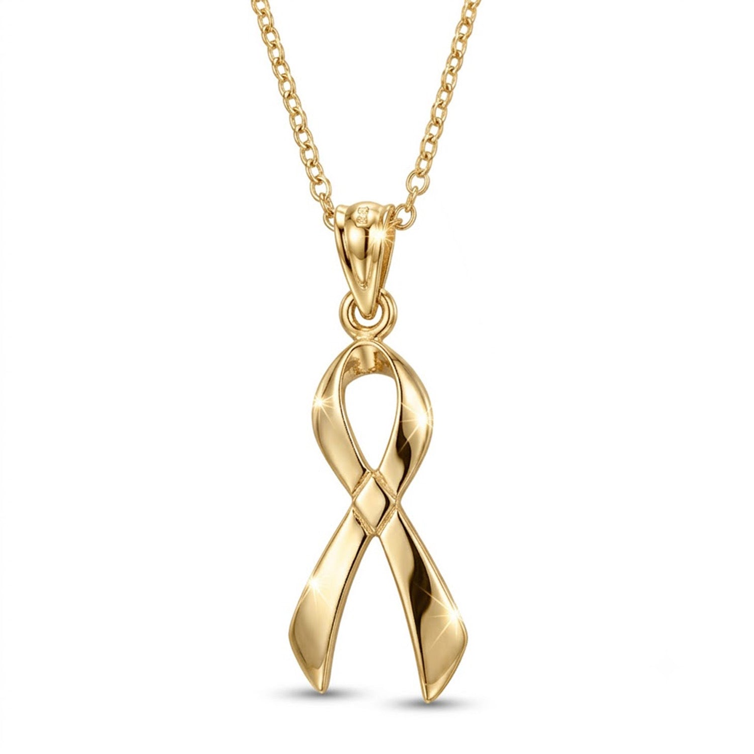[group:gold-plated] Gold Plated Awareness Ribbon Necklace  