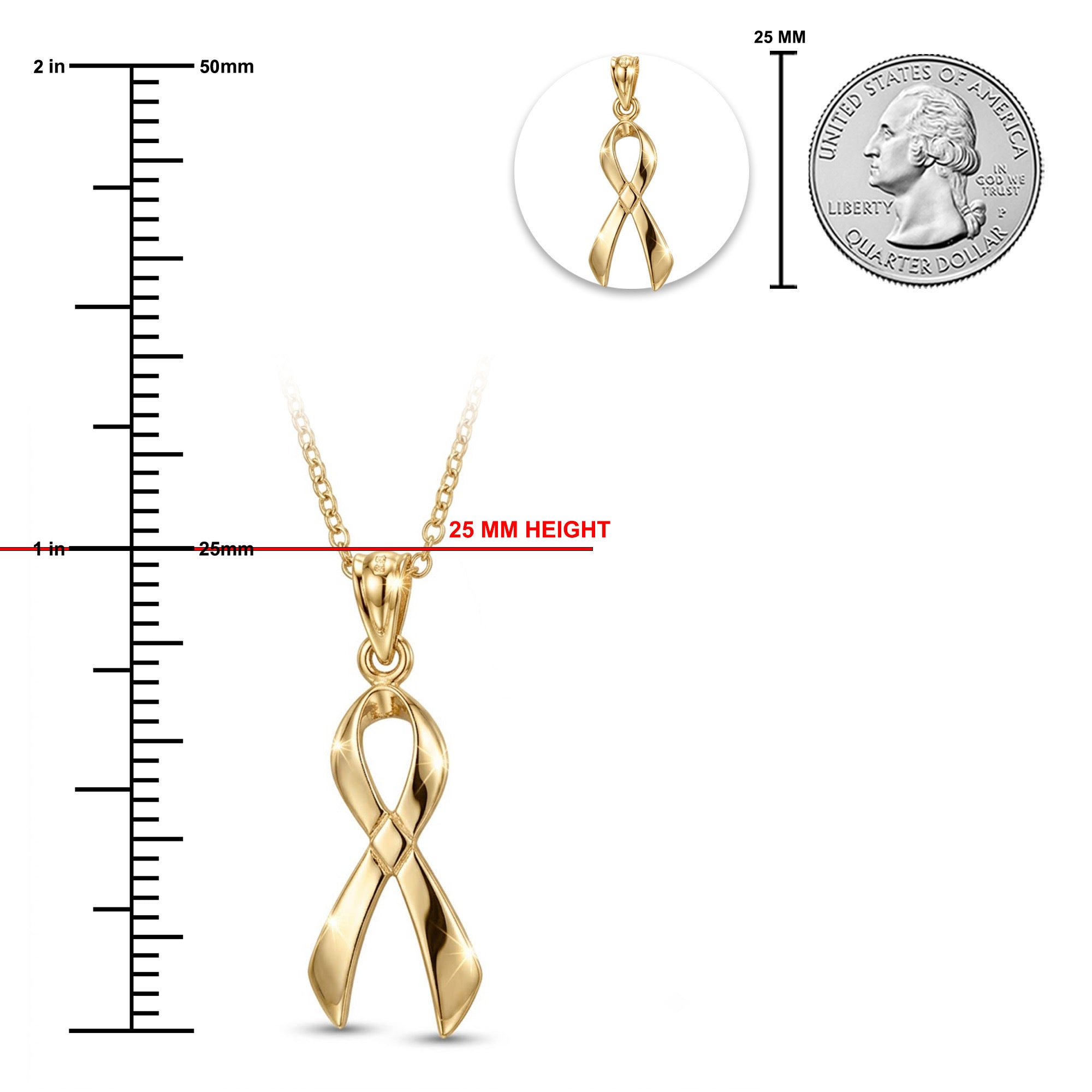 [group:gold-plated] Gold Plated Awareness Ribbon Necklace  