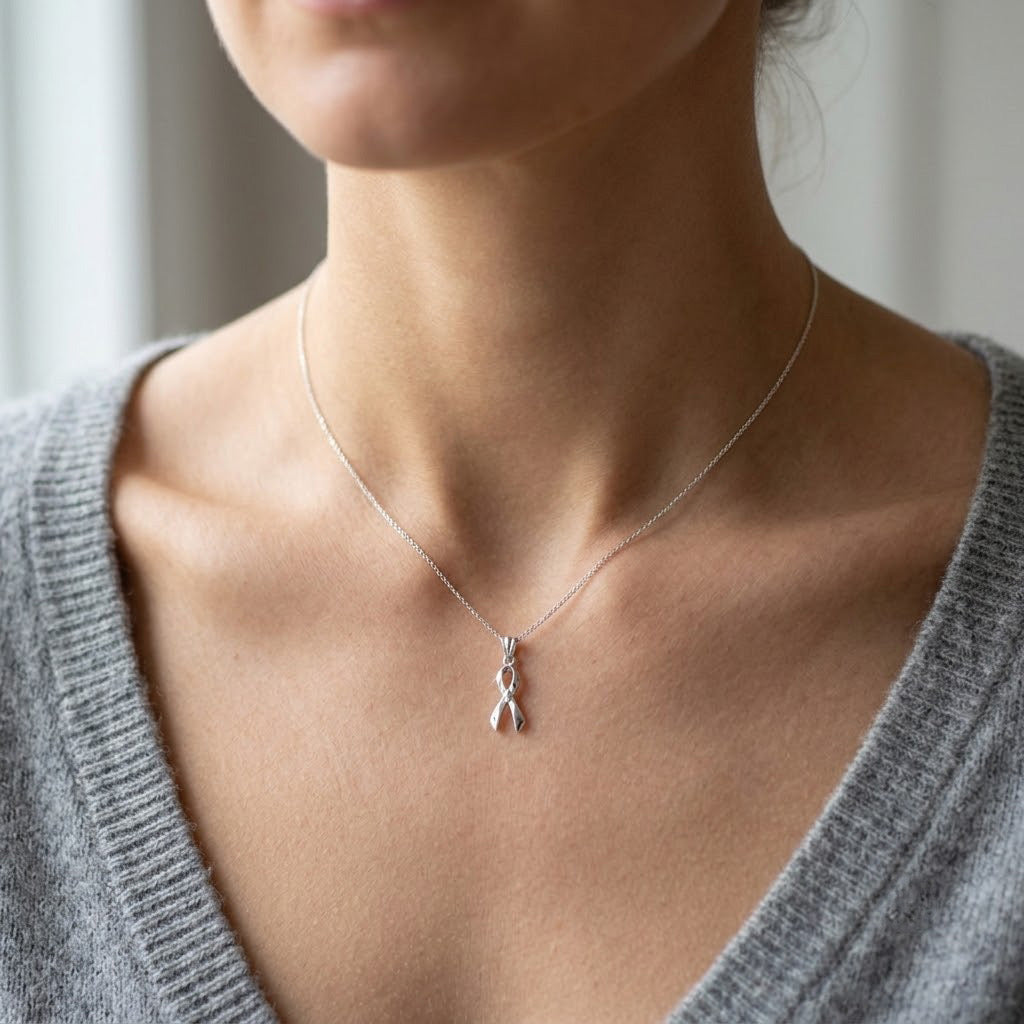 [group:silver] Silver Awareness Ribbon Necklace  