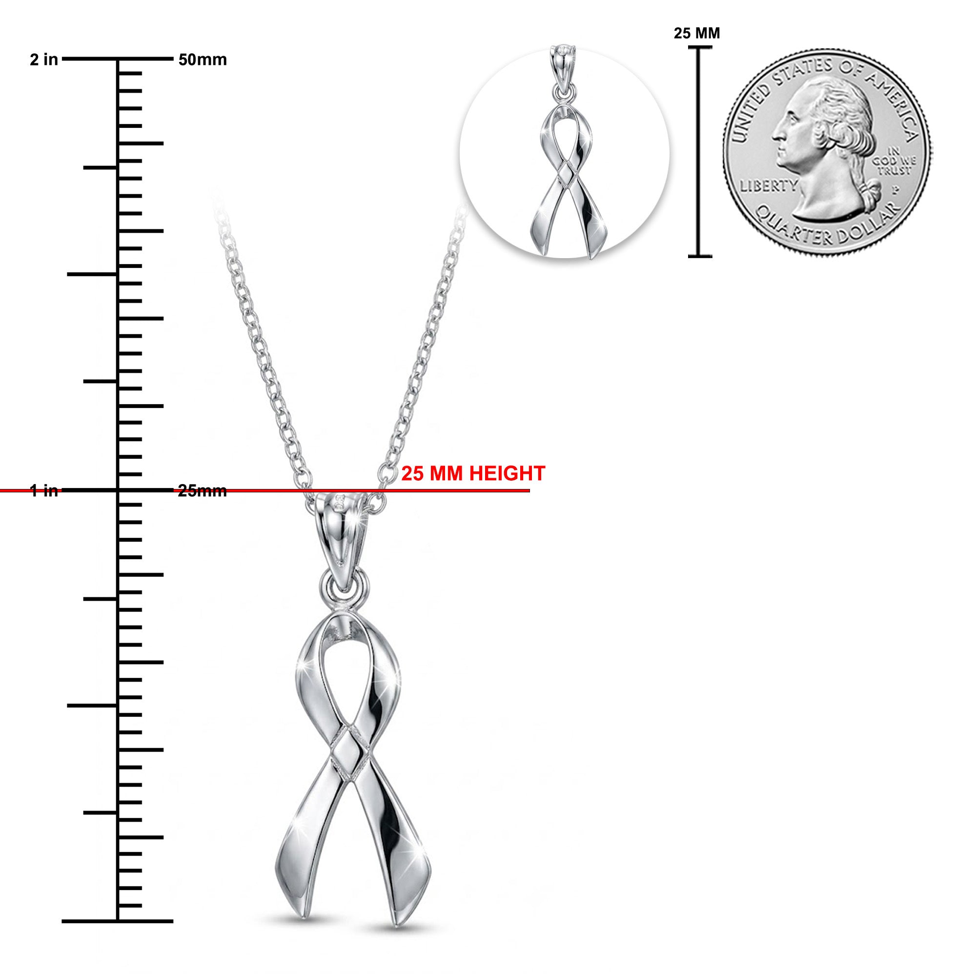 [group:silver] Silver Awareness Ribbon Necklace  