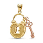 Gold lock and key pendant 