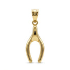 A polished yellow gold wishbone pendant