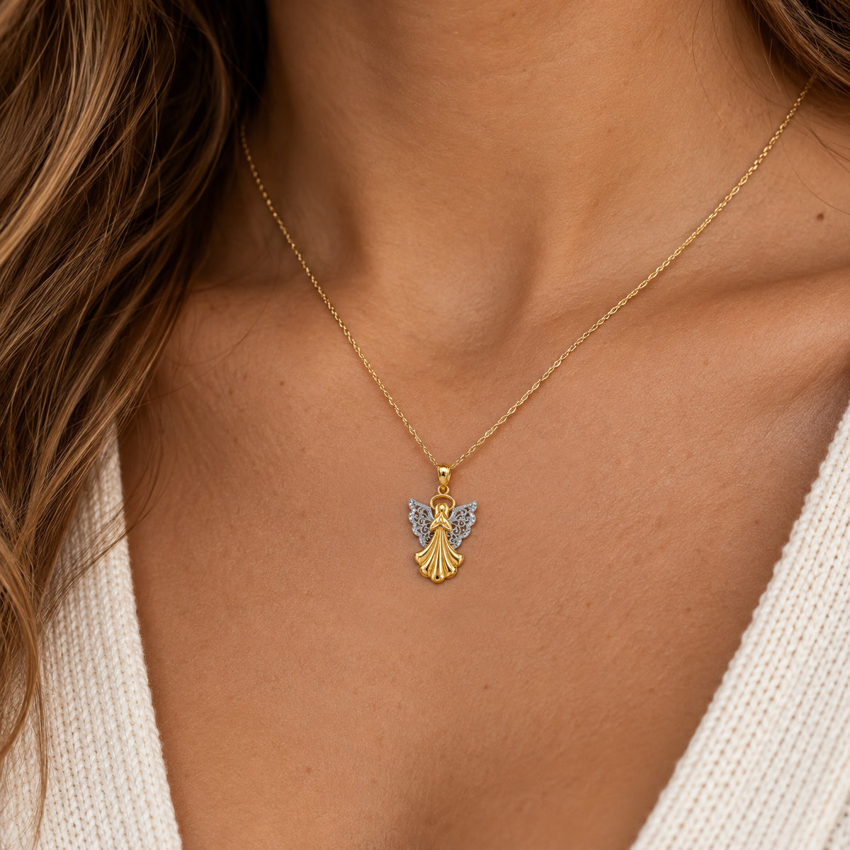 Gold angel cherub pendant
