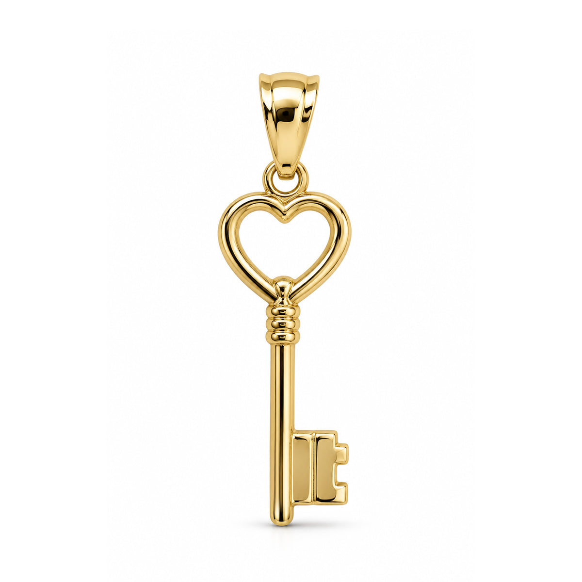 Gold Heart Key Pendant