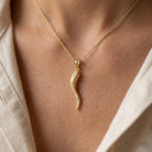 [group:10k-gold] gold italian horn necklace