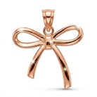 [group: rose-gold-large] Rose gold bow-shaped pendant on a white background