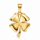 [group:10k-gold] Gold four-leaf clover pendant on a white background