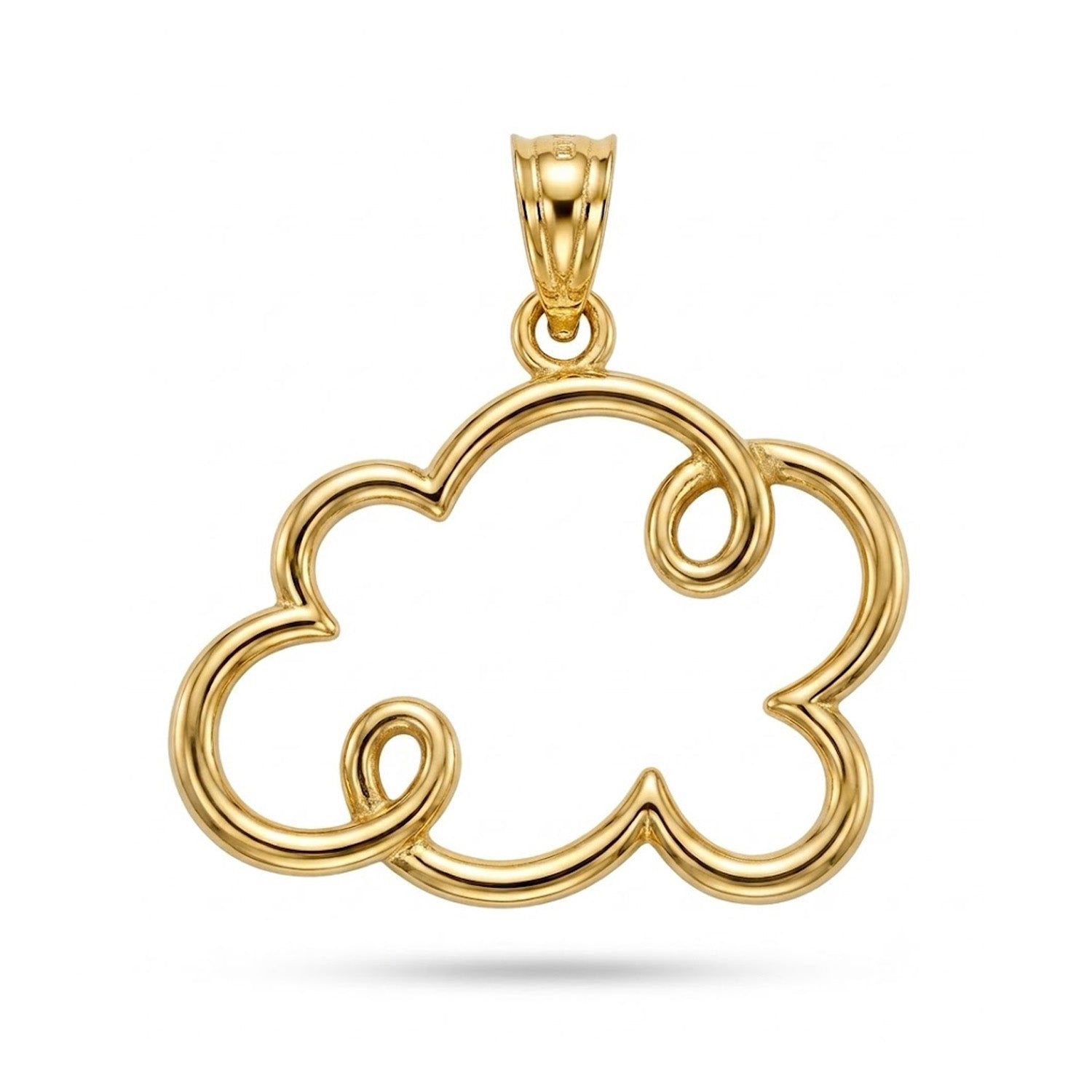 Gold cloud-shaped pendant on a white background