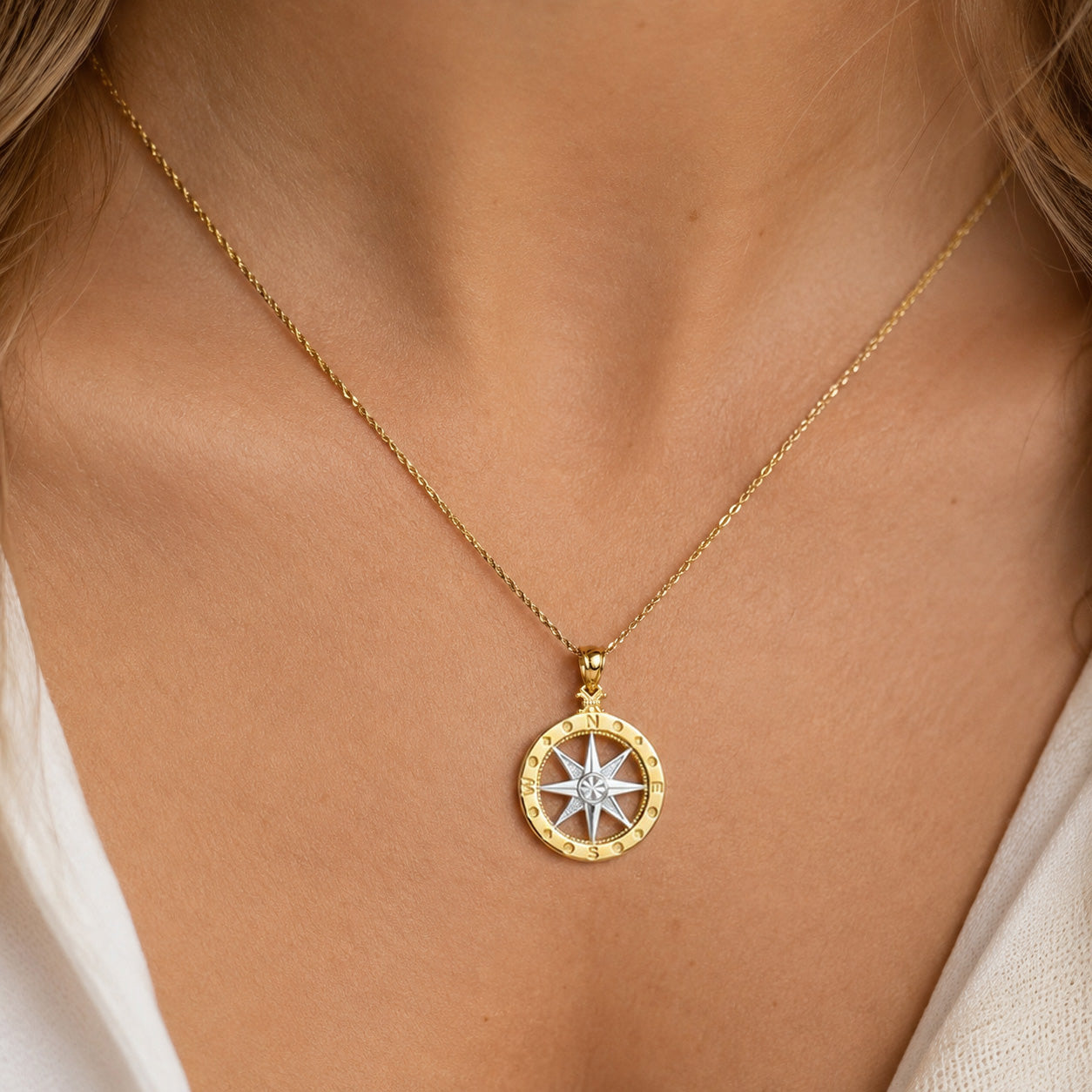 [group: large] Gold Compass Pendant