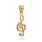 Gold music note pendant made from 10 karat yellow gold 